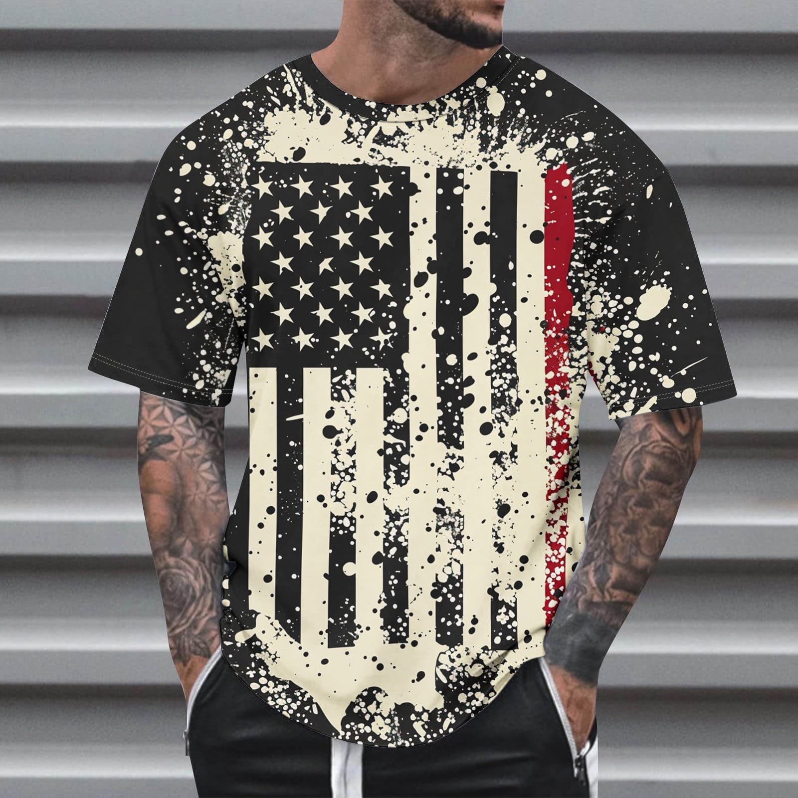 Aobny Men's T Shirts Fourth of July American Flag Patriotic Clothes ...