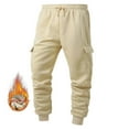 thumbnail image 1 of Aobny Mens Joggers Pockets Baggy Fleece Khaki Sweatpant Cargo Loose Long Mens Baggy Pants,M, 1 of 5