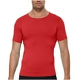 thumbnail image 1 of Aobny Mens T Shirt Slim Fit Solid Dry Fit Clothes Muscle Crew Neck Short Sleeve Mens Summer Shirts,Red,M, 1 of 5