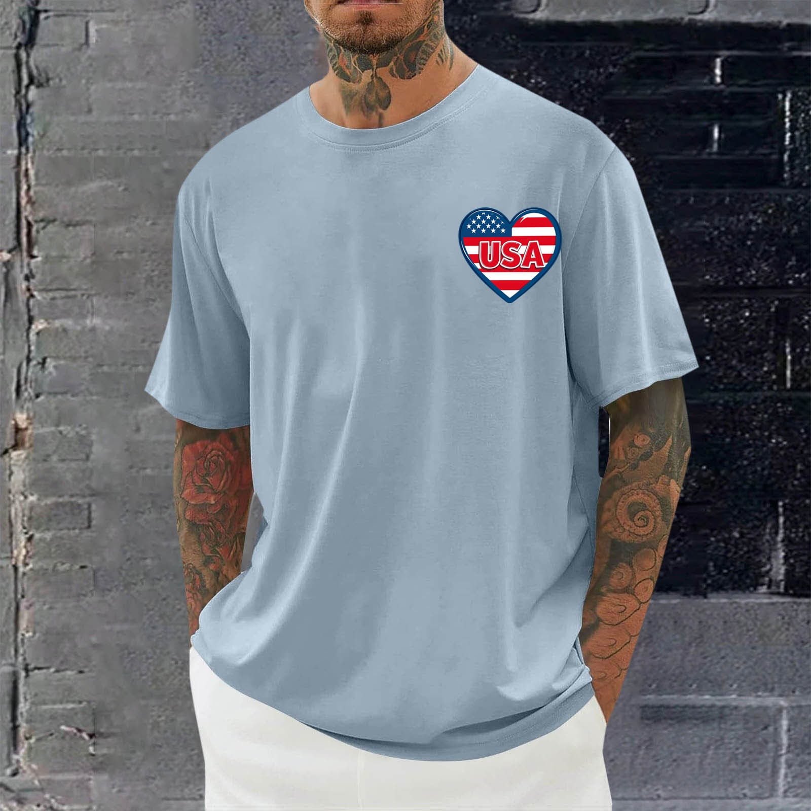 Aobny Mens T Shirts Patriotic Fourth of July American Flag Tshirts ...