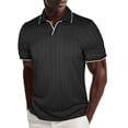 thumbnail image 1 of Aobny Mens Tshirt Work Cotton Plain T-Shirt Collared Polos Short Sleeve Tee Shirts,Black,S, 1 of 7