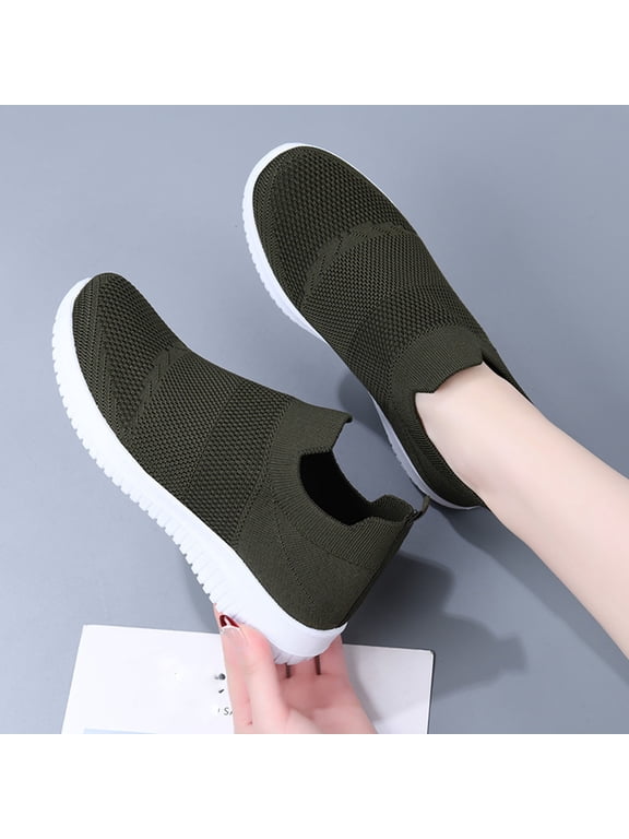 Mesh Shoes Ladies Shoes Orthopedic Shoes Creepers Slip On Shoes Flatform Shoe Flat Heel Soft Toe Green Round Toe Comfortable Shoes for Women,Size 36
