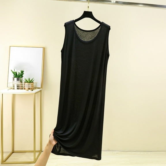 Aobny Modal Mumu Nightgown Women Sleep Dresses Sleep Tanks Black Cotton Pajamas for Women Set Winter,Free Size