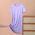 thumbnail image 1 of Aobny Modal Pajamas Women Plain Purple House Dresses Crew Neck Short Sleeve Short Night Shirts for Women,XXL, 1 of 5