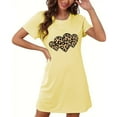 thumbnail image 1 of Aobny Night Gown Short Sleeve Heart Valentine's Day Womens Nightshirts Leopard Short Yellow Crew Neck Nightgowns,S, 1 of 6