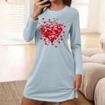 thumbnail image 1 of Aobny Night Gowns Valentine's Women Heart Short Loungewear Long Sleeve Light Blue Family Matching Pajamas,XL, 1 of 6