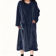 thumbnail image 1 of Aobny Nightgowns for Women Flannel with Pocket Long Sleepwear Blue Long Sleeve Plus Size Pajamas for Women Set,XXL, 1 of 8