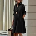 thumbnail image 1 of Aobny Office Ladies Spring Dresses Elegant Black Shirt Dress Collared Long Sleeve Color Block Women Summer Dresses, 1 of 6