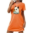 thumbnail image 1 of Aobny Orange Sexy Nightgown Ghost Festival Women Sleep Dress Short Sleeve Short Matching Family Christmas Pajamas,XL, 1 of 4