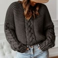 thumbnail image 1 of Aobny Oversized Cute Sweaters for Women Gray Solid Long Sleeve Cable Knit V-Neck Pullover Juniors Tops Fall, 1 of 6