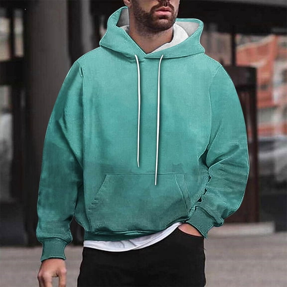 Aobny Oversized Men's Hoodies Blue Big & Tall Graphic Pullover Heavyweight Pullover Hooded Hawaiian Shirt for Men,XXXL