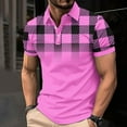 thumbnail image 1 of Aobny Oversized Plus Size Tops Short Sleeve Button Up Collared Pink Tee Plaid Men Polos Pullover Graphic Tees Men,M, 1 of 5