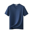 thumbnail image 1 of Aobny Oversized T-Shirts Short Sleeve Navy Blue Basic V-Neck Tshirt Men Pullover Plain Shirts for Men,M, 1 of 9