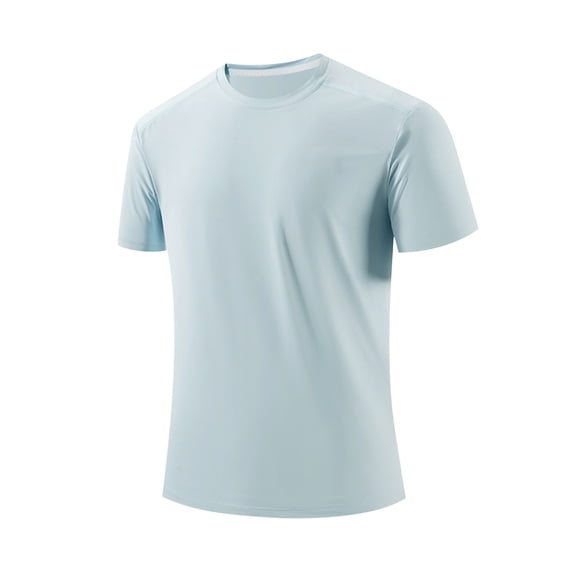 Aobny Oversized T-Shirts for Men Dry Fit Plain T Shirts Big & Tall Crew Neck Short Sleeve Summer Shirts,Light Blue,XXL