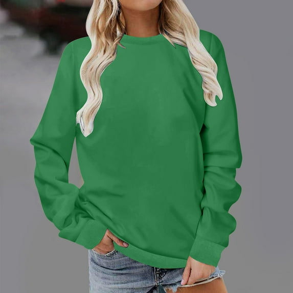Aobny Oversized Women Sweatshirt Plus Size Green Tops Pullover Crew Neck Long Sleeve Sweatshirt For Women,XXXL