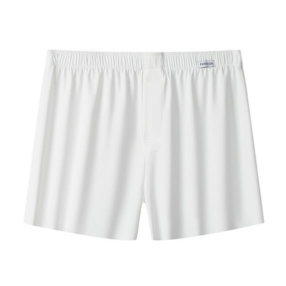 Aobny Pajama Shorts Men Silk Plus Size White Sleep Shorts Wide-Leg Short Mens Pajama Shorts,XL