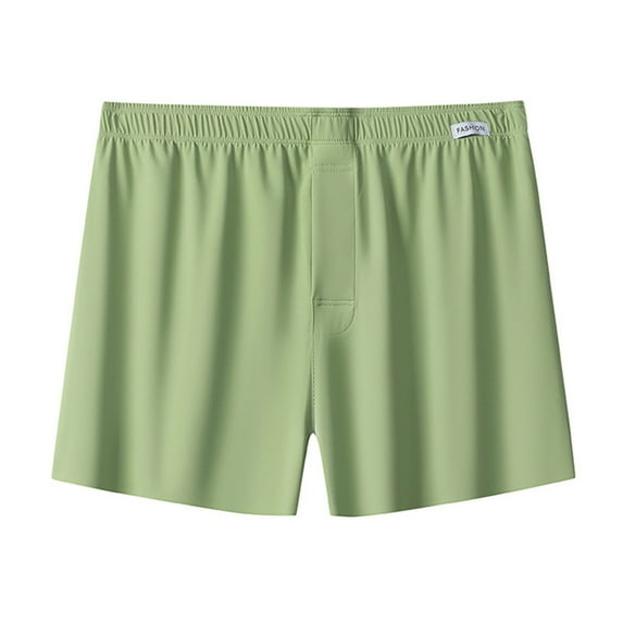 Aobny Pajama Shorts Plus Size Silk Men Green Sleep Shorts Wide-Leg Short Men's Pajama Bottoms,XXL