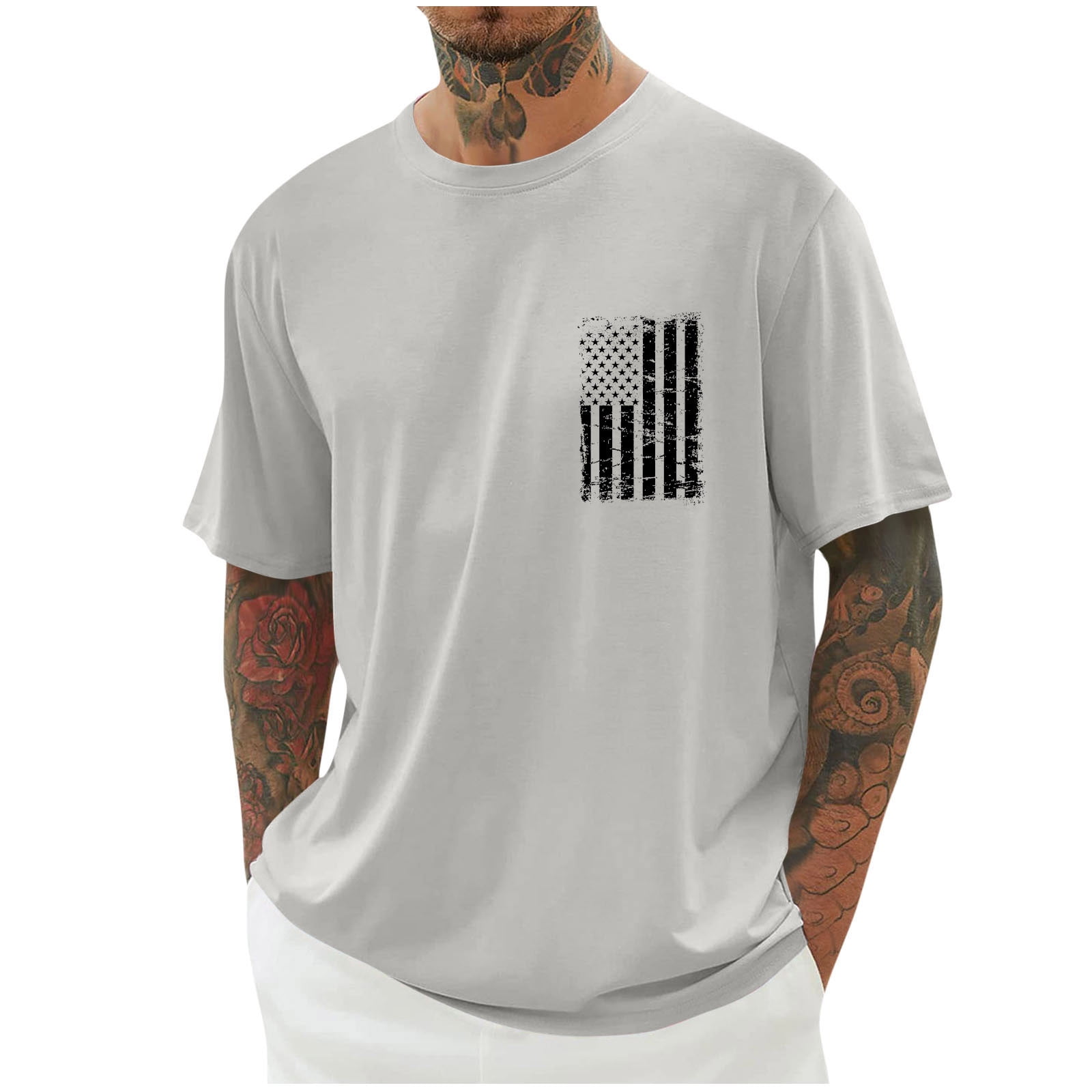Aobny Patriotic Tshirts Shirts for Men Fourth of July Shirts Short ...