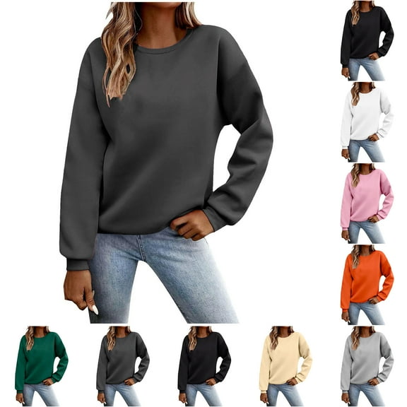 Aobny Petite Lightweight Gray Sweatshirts for Women,Crew Neck,XS