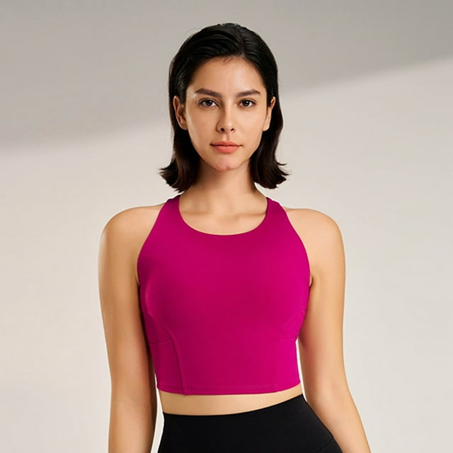 Aobny Pink Confidence Womens Bras Longline Sleep Bras Nylon Seamless