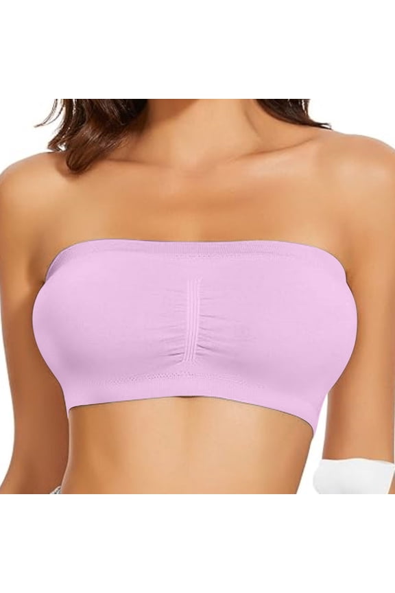 Pink Fitted Womens Bras Sleep Strapless Nylon Minimizer Bandeau Lift Juniors Bras,36-40