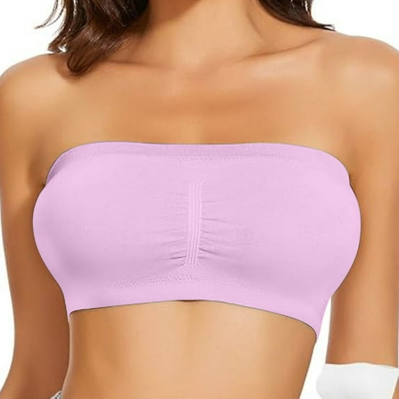 Aobny Pink Fitted Womens Bras Sleep Strapless Nylon Minimizer Bandeau Lift Juniors Bras,36-40