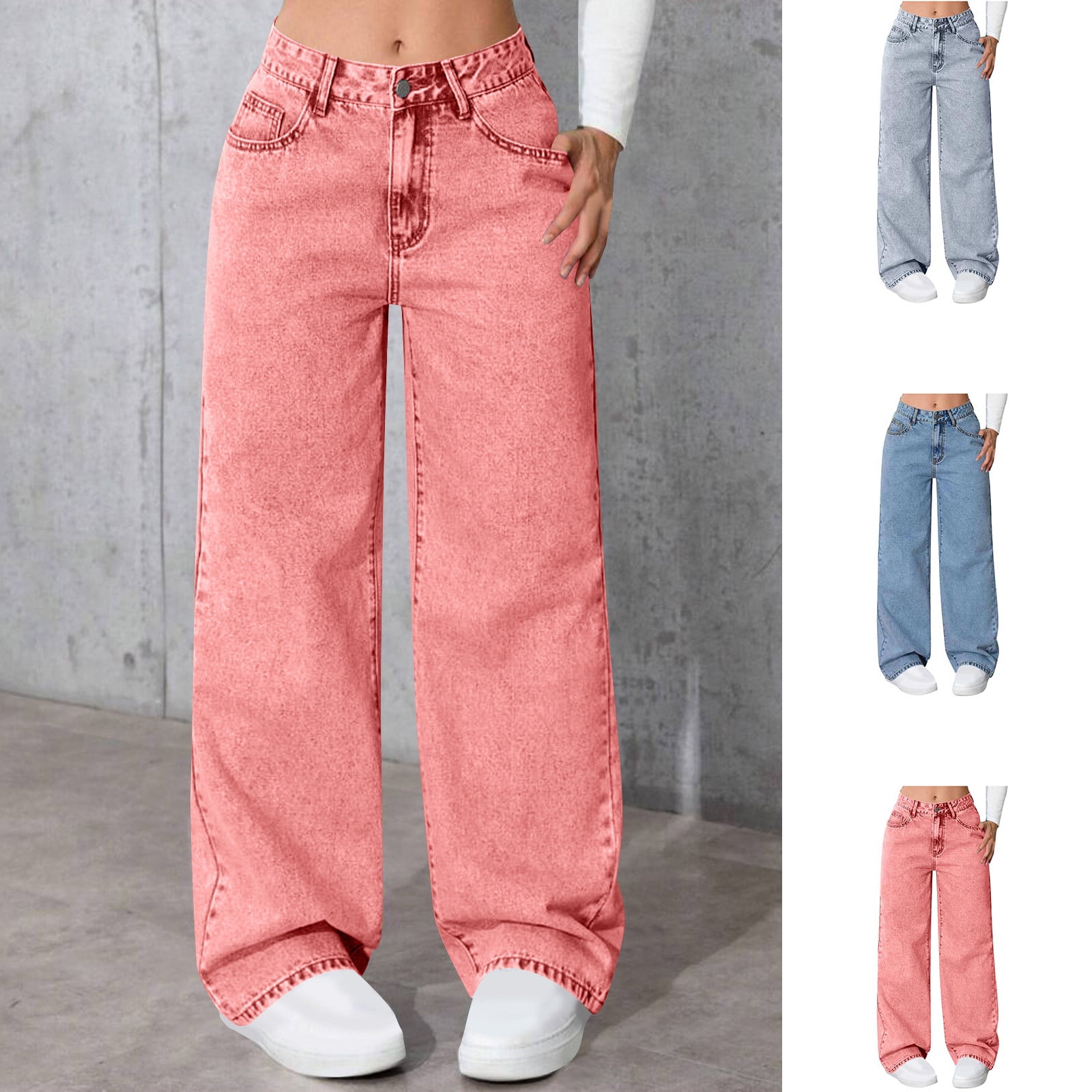 Aobny Denim Jeans for Women Blue Colored Baggy Jeans Full
