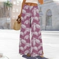 thumbnail image 1 of Aobny Pink Pants Tropical Women Gaucho Baggy Pants High Waisted Culottes Full Womens Sweatpants, 1 of 8