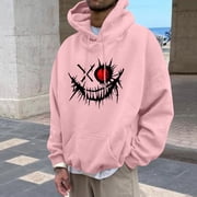 Aobny Pink Winter Hoodies for Men Graphic Lightweight Hoodies Pullover Hooded Anime Funny T Shirts,XL