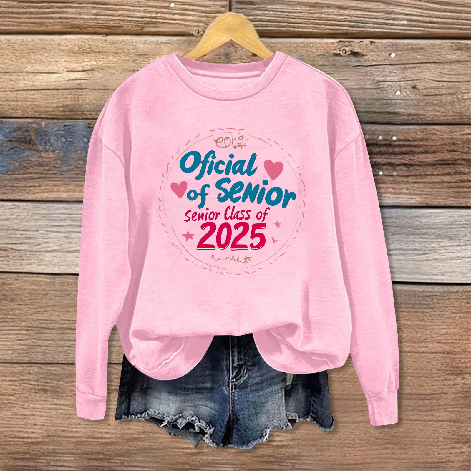 Aobny Pink Winter Womens Sweatshirts New Year Polyester 2025 Long
