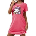 thumbnail image 1 of Aobny Pink Womens Summer Pajamas Sets Cute Ghost Nightdress Crew Neck Short Short Sleeve Christmas Pajamas,L, 1 of 5