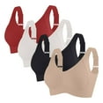 thumbnail image 1 of Aobny Plus Size Comfy Bras for Women Red 4 Pack Bralette Nylon M-4XL Women's Bras,M, 1 of 4