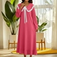 thumbnail image 1 of Aobny Plus Size Moomoo Nightgowns for Women Babydoll Night Shirt Long Sleeve Red Lace Trim Pajama Set for Women,XXXXL, 1 of 6