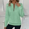 thumbnail image 1 of Aobny Plus Size Shirts Ribbed Heavyweight Women Sweatshirt Henley Green Zip-Up Long Sleeve Holiday Tops for Women,M, 1 of 8