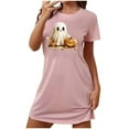 thumbnail image 1 of Aobny Plus Size Sleepwear Ghost Pink Cute Women Chemise Short Sleeve Crew Neck Short Pajamas for Women Set Summer,XXL, 1 of 5