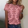 thumbnail image 1 of Aobny Plus Size Spring Womens Tops Red T-Shirt Short Sleeve Western Crew Neck Women's Tops, 1 of 6