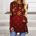 thumbnail image 1 of Aobny Plus Size Womens Clothing Tunic Long Sleeve Crew Neck Christmas Pullover Blouses for Women,M, 1 of 5
