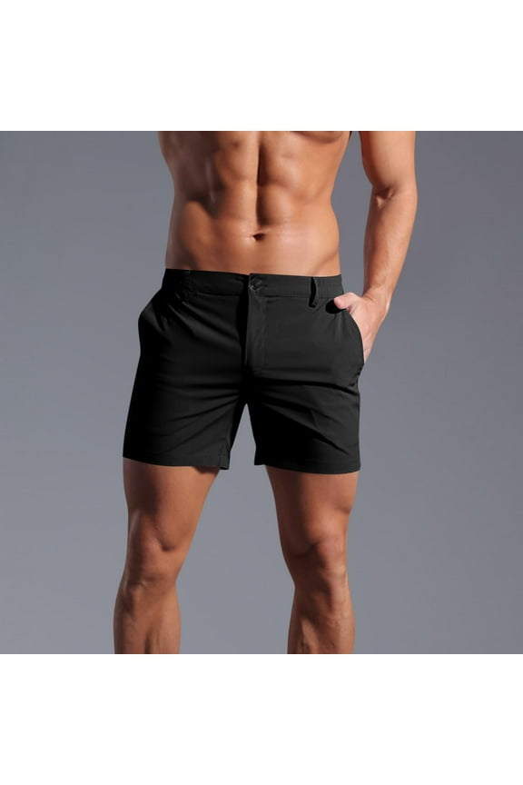 Pockets Shorts Board Solid Shorts Casual Slim Mens Clothing,Black,L
