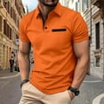 thumbnail image 1 of Aobny Polo Short Sleeve Trendy Tops Waffle Collared Orange Golf Tshirts Men Pullover Plain Men's Novelty Shirts,XL, 1 of 6