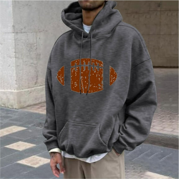Aobny Pullover Men Hoodie Oversized Gray Lightweight Shirts Hooded Football Men Polo Shirts,L
