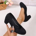 thumbnail image 1 of Aobny Pumps Shoes Shoes Women Chunky Heels High Heels Dress Shoes Shoes Black Round Toe Soft Toe Mid Heel Slip-On Womens Shoes Casual,Size 39, 1 of 9
