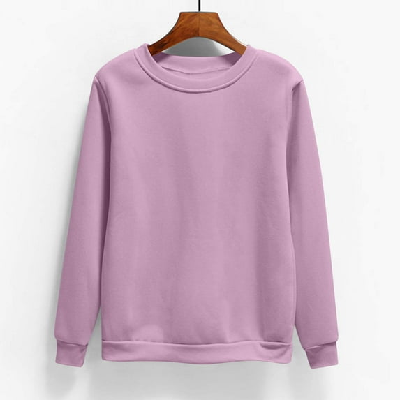 Aobny Purple Boutique Womens Tops Sweatshirt Loose Solid Long Sleeve Crew Neck Pullover Womans Tops Elegant