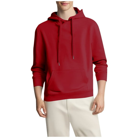 Aobny Red Hoodies Men Lightweight Fleece Streetwear Hooded Pullover Men Tshirt,XXL