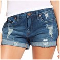 thumbnail image 1 of Aobny Ripped Shorts for Women Hotpants Jean Bottom Casual Low Rise Slim Woman Shorts,Blue,XXL, 1 of 8