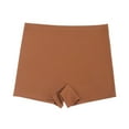 thumbnail image 1 of Aobny Seamless Underwear for Women Silk Brown No Show Nylon Solid Men Shorts Comfy Ladies Underwear, XS-XL, 1 of 4