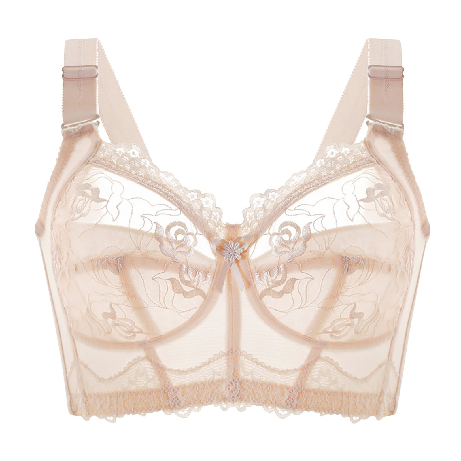 Aobny Seamless Womans Bras Acrylic Beige Lace Minimizer Bralette Comfy ...