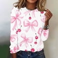 thumbnail image 1 of Aobny Sexy Blouses for Women Cherry Pink Bow Tops High Neck Pullover Long Sleeve Work Out Tops Gym for Women,M, 1 of 5