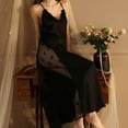 thumbnail image 1 of Aobny Sexy Nightgown Silk Lace Women Night Gowns Long Black Spaghetti Strap Sleeveless Pajamas for Women Set Winter,L, 1 of 8