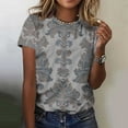 thumbnail image 1 of Aobny Sexy Tops for Women Going Out Plus Size Gray T-Shirt Western Crew Neck Short Sleeve T-Shirt, 1 of 6