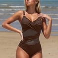 thumbnail image 1 of Aobny Sheer Retro Women's One-Piece Swimsuits Brown Tan Through Swimwear Sets Bikini Sweetheart Monokini Stretch Tops,L, 1 of 9